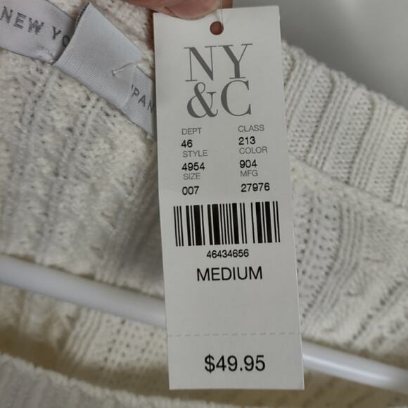 New York and Company Cream Cable Knit Sweater Size Medium - Picture 12 of 14